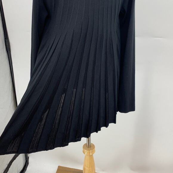 Lafayette 148 Top Womens M Black Pleated Swing Back Long Sleeve Tunic Blouses - Picture 6 of 13